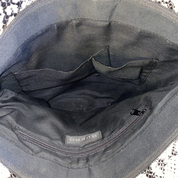 VTG Bueno Faux Snakeskin Black & White Shoulder Bag Layered Disc Bead Purse Glam - Picture 6 of 9